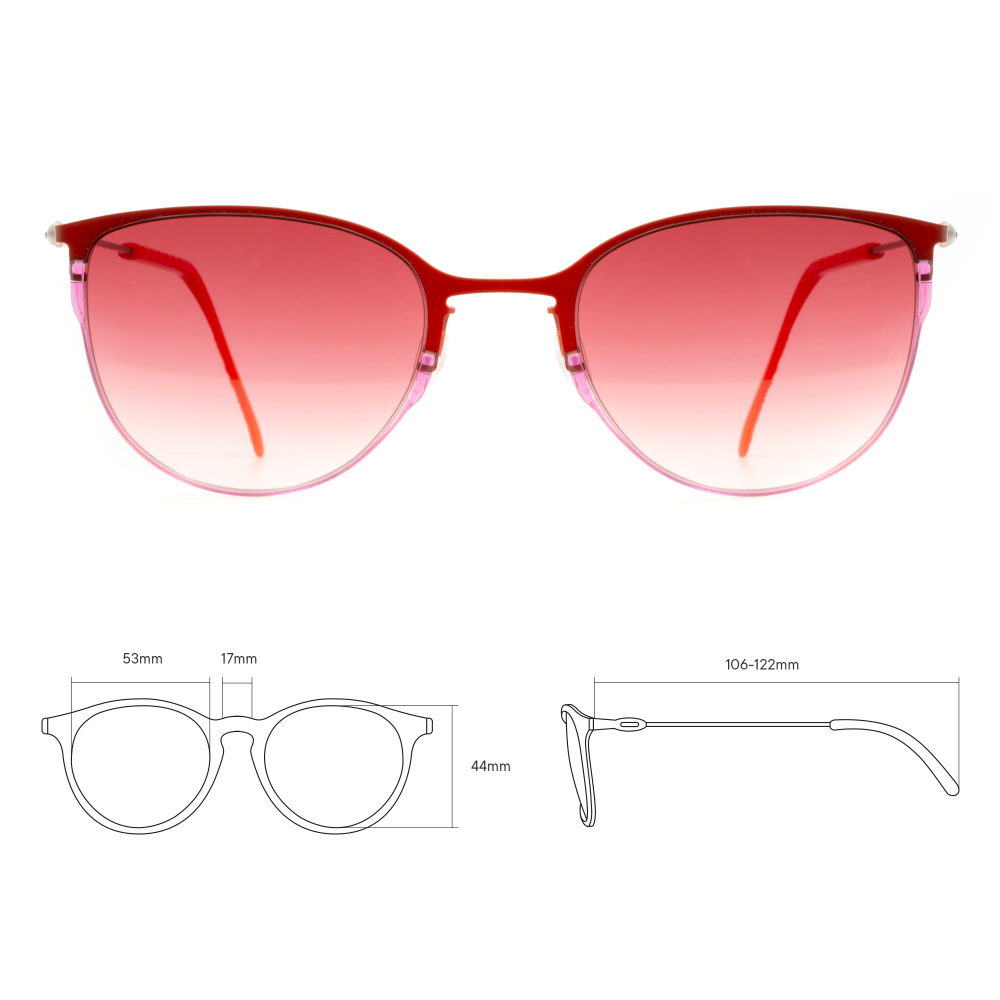 Красные солнцезащитные очки из титана с красными линзами. Модель 04