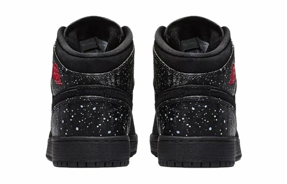 Кроссовки Jordan Air Jordan 1 Mid Black Rush Pink White Splatter (Женская размерная сетка)