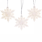 Подвески в блестках «Снежинки белые» 6,5 см (набор 3шт), белый