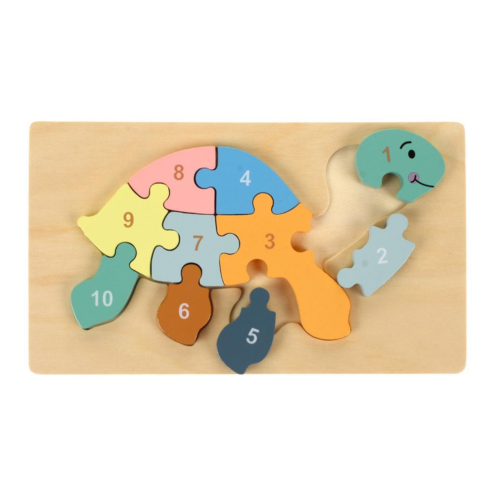 Развивающая игрушка деревянная Пазл-вкладыш по номерам Черепаха, C-41805