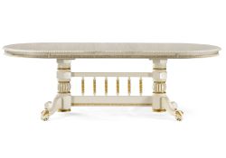 Деревянный стол Кантри 200(280)х107х79 слоновая кость / патина золото