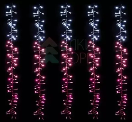 Светодиодная бахрома с эффектом бегущий огонь 2*1м., 24V, 320 LED ламп бело - розового цвета, прозрачный провод, Beauty Led (ESI320-SH10-1WP)