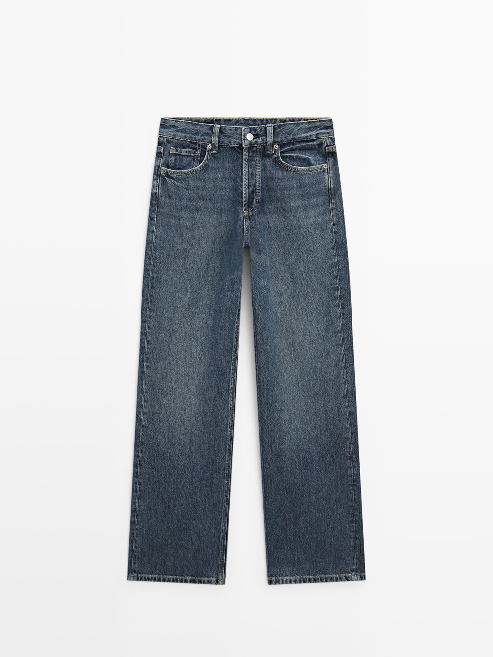 Massimo Dutti Джинсы средней посадки с широкими штанинами, средне-синий