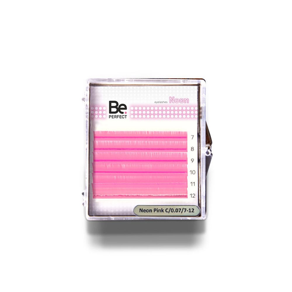 Цветные ресницы BePerfect Neon Pink MIX 6 линий