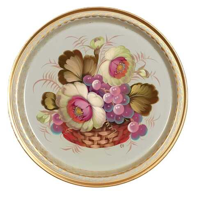 Жостовский поднос декоративный, размер 22 см (A5), металлический