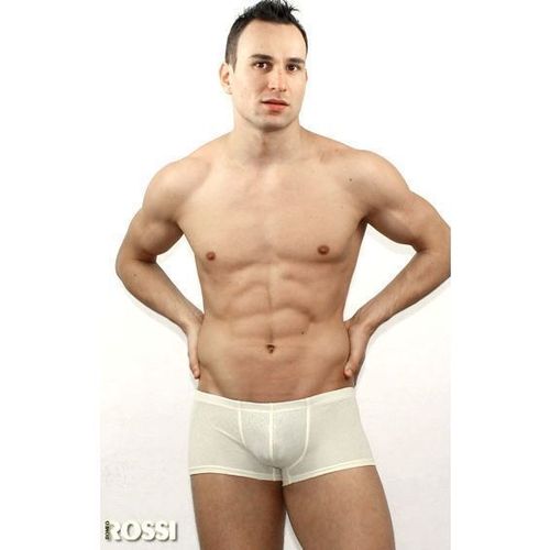 Мужские трусы боксеры кремовые с узорчатой сеткой в виде роз Romeo Rossi Cream Rose Boxer RR00212
