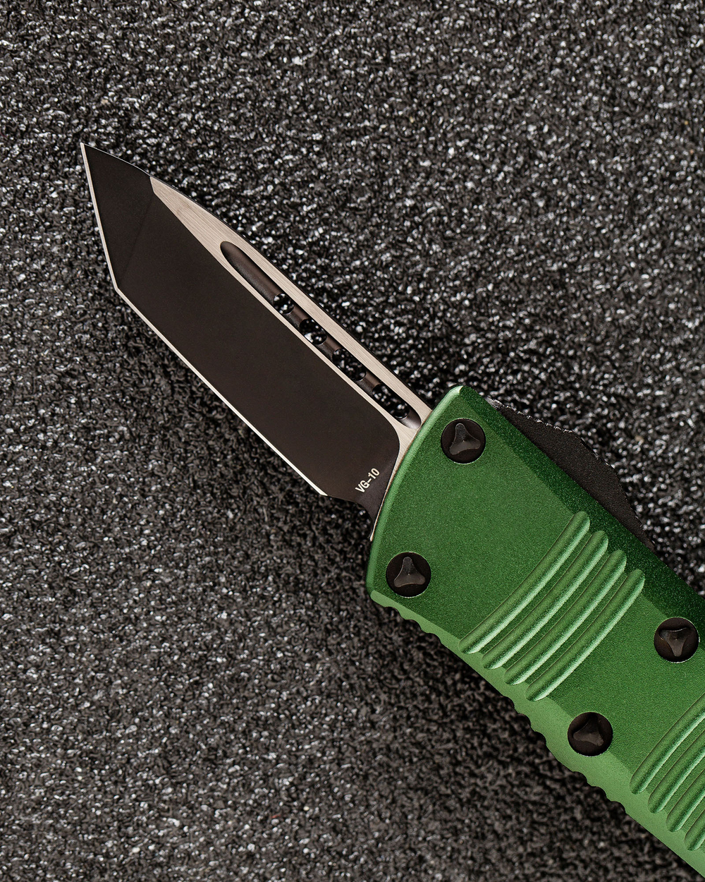 Автоматический складной нож SteelBro Microtech Mini Troodon Black Tanto 240-1OD (зеленый) фронталка/выкидуха