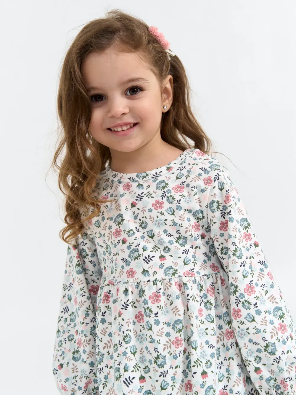 Платье с оборкой "Цветы" 0+