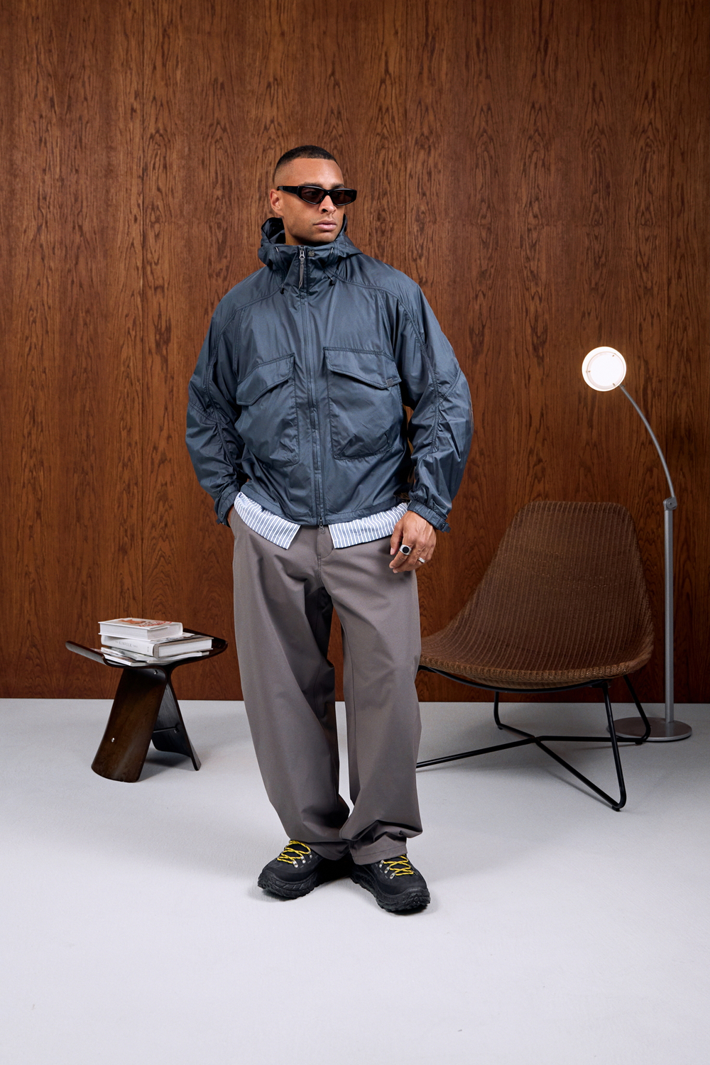 Куртка Nothomme Blue Monte Short-Sleeved Hooded Work Jacket With Curved Blades "Round Mirror Blue"w