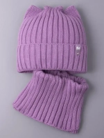 Шапка для девочки осенняя c ушками и снуд