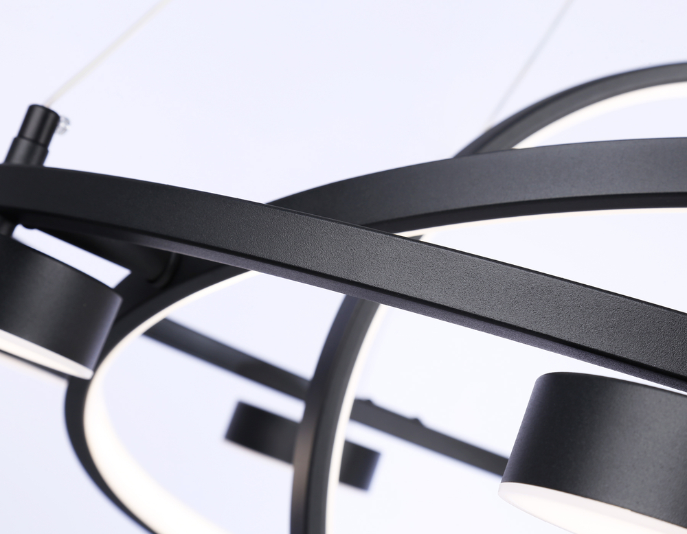 Светильник светодиодный подвесной с пультом FL51779/3+8 BK черный 3000K/4200K/6400K 112W D800/580/400*1200 (ПДУ ИК)