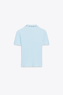 ZARA ПОЛО В РУБЧИК, СИНИЙ