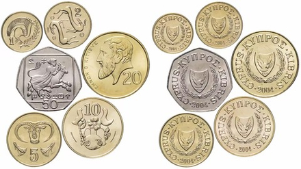 Кипр 1991-2004 Набор 6 монет UNC