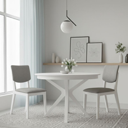 Обеденный стол Гермес 100(130)x100 (белый)