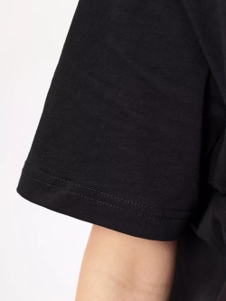 Футболка праздничная летняя черная оверсайз с цветами