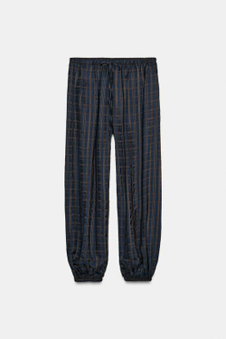 ZARA БРЮКИ-АЛАДДИНЫ В КЛЕТКУ — ZW COLLECTION, КОРИЧНЕВЫЙ/СИНИЙ