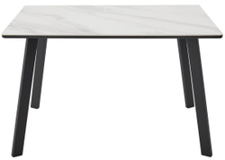 Стол ТИК ТАК 120  Белый мрамор активный, керамика / Черный каркас М-City