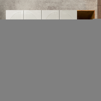 Шкаф Агератум МДФ четырехсекционный с стеллажом Лайн флай (0,27) А10029 матовая - Орех Экко 9459  220*50*240