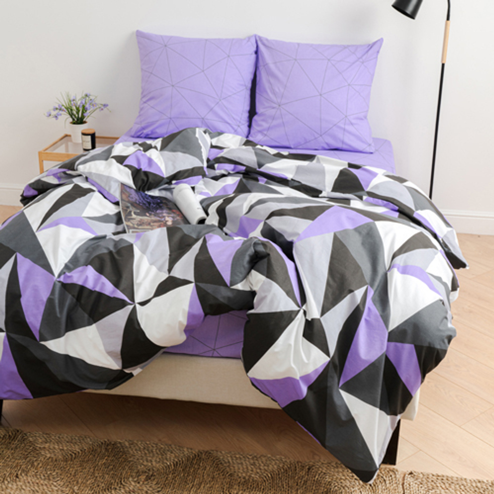 Комплект постельного белья Традиция 2,0 спальный, поплин, Мозаика фиолетовый компаньон