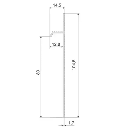 Скрытый плинтус анодированный, в комплекте со вставкой под подсветку 70 мм