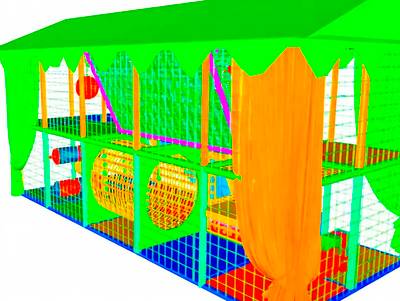 Детский игровой лабиринт с крышей «Сказочный домик» 6,15×2,46×3,3 м