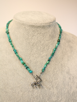 Чокер-колье из натуральной бирюзы «Бирюзовый галоп удачи»