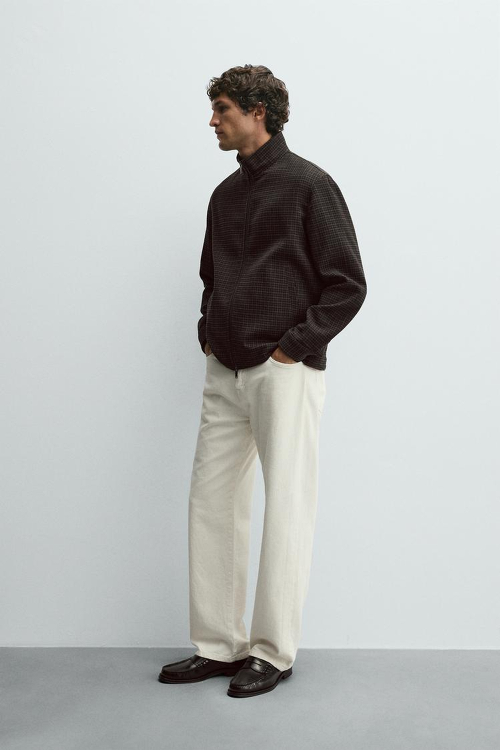 ZARA КУРТКА В КЛЕТКУ, ЧЕРНЫЙ/КОРИЧНЕВЫЙ