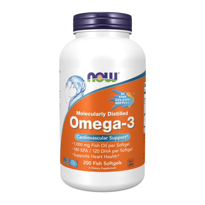 Омега-3, Omega-3, Now Foods, 200 капсул