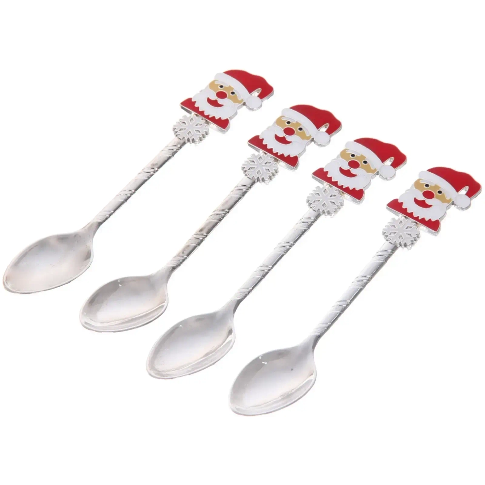 Набор ложек для десерта 4шт «Дед Мороз, цвет серебро