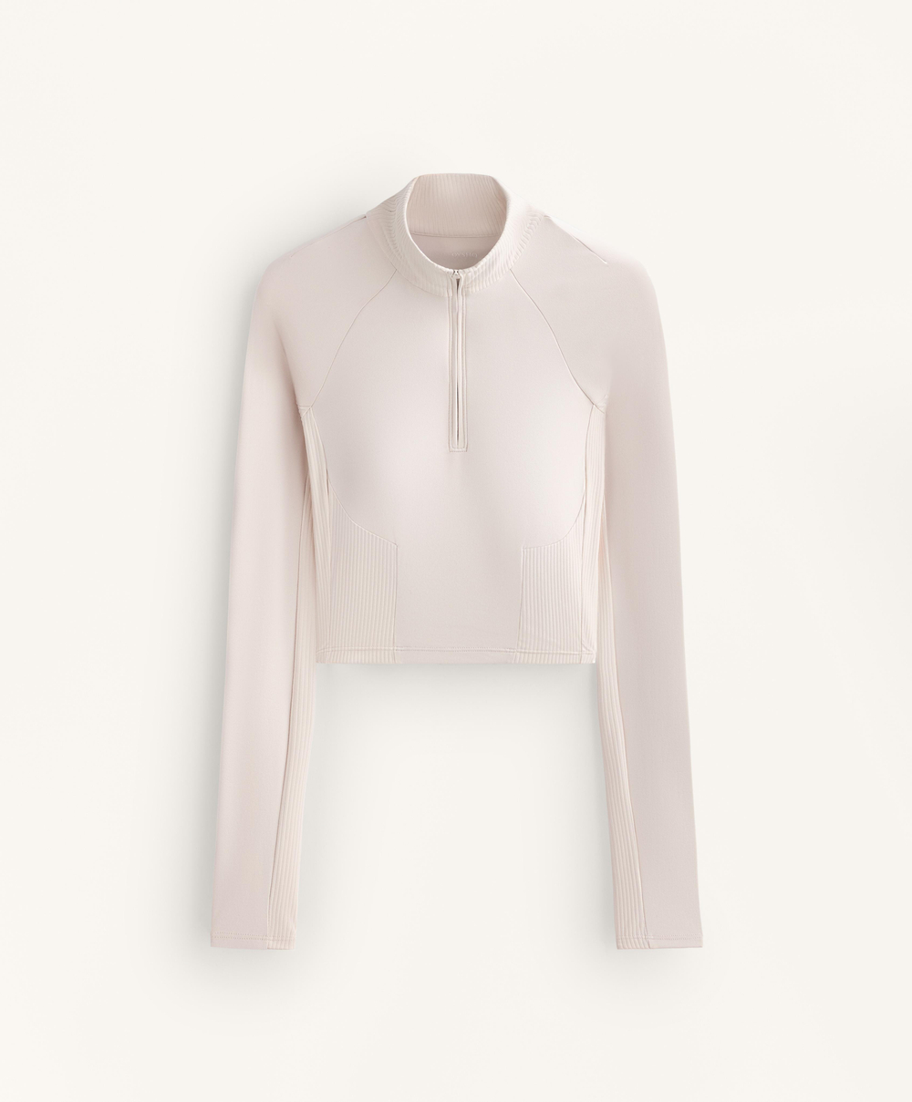 Oysho Лонгслив Comfortlux в рубчик с длинными рукавами, светлый серо-коричневый