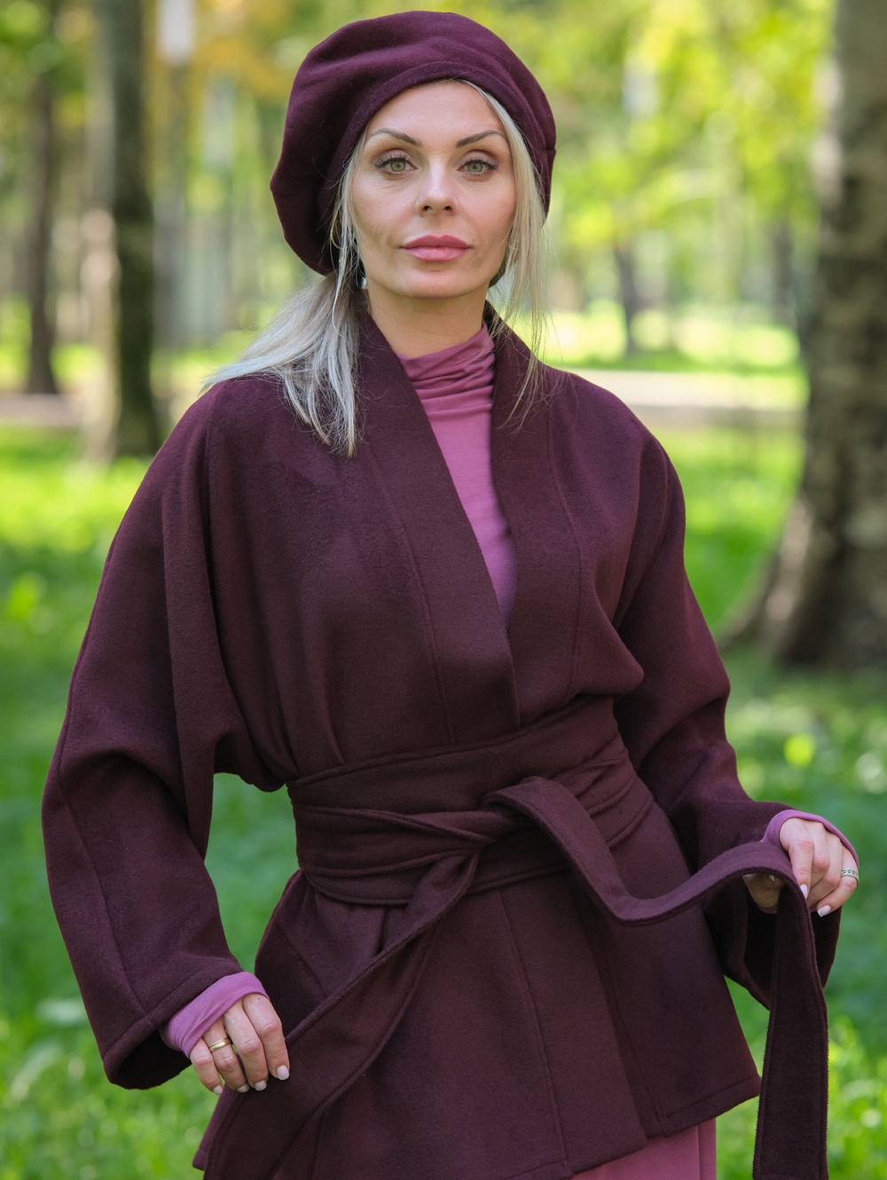 Кушак марсала / акция при покупке кимоно пальто