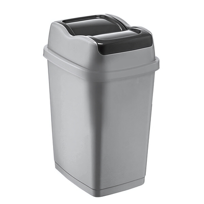 Контейнер для мусора с распашными крышками "EASY" 50л черный-серебро