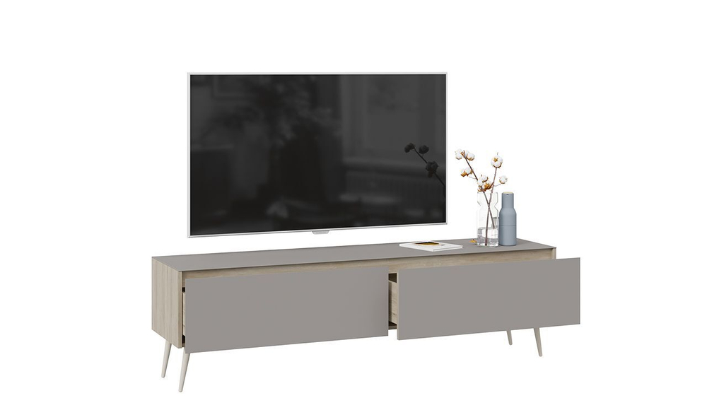 Тумба под телевизор напольная Белый глянец/Стекло 180х44х52 см