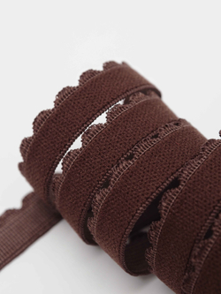 Резинка отделочная шоколад ажурная ширина 12 мм с учетом фестона