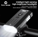 Фонарь велосипедный, передний West Biking YP0701315 (аккум. 4000 mAh, USB)
