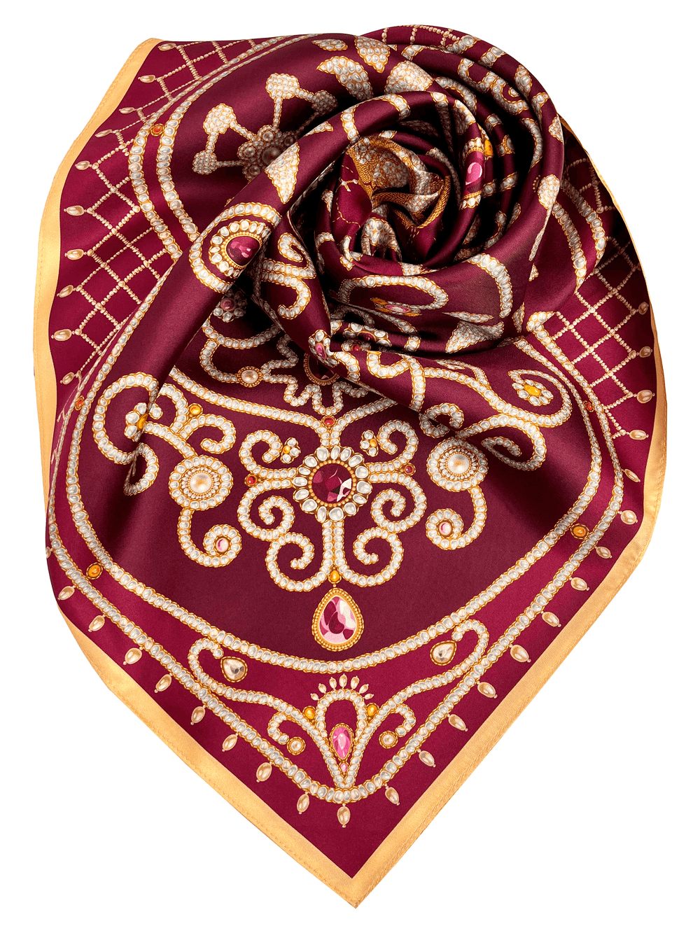Платок «Жемчужное шитье» 100% шелк, рубин