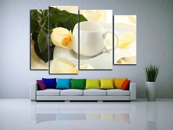 Модульная картина "Кремовые розы"