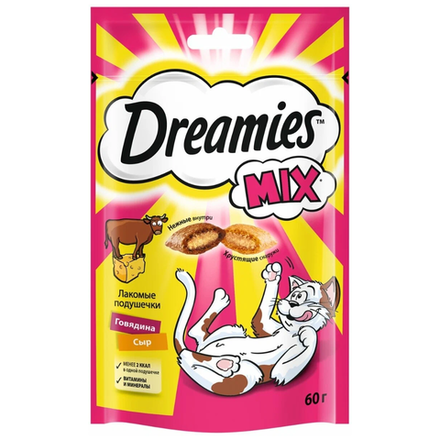 Лакомство для кошек Dreamies Говядина и сыр 60 гр