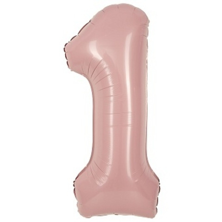 К 40" Цифра 1 Пыльная роза Сатин 100 см.