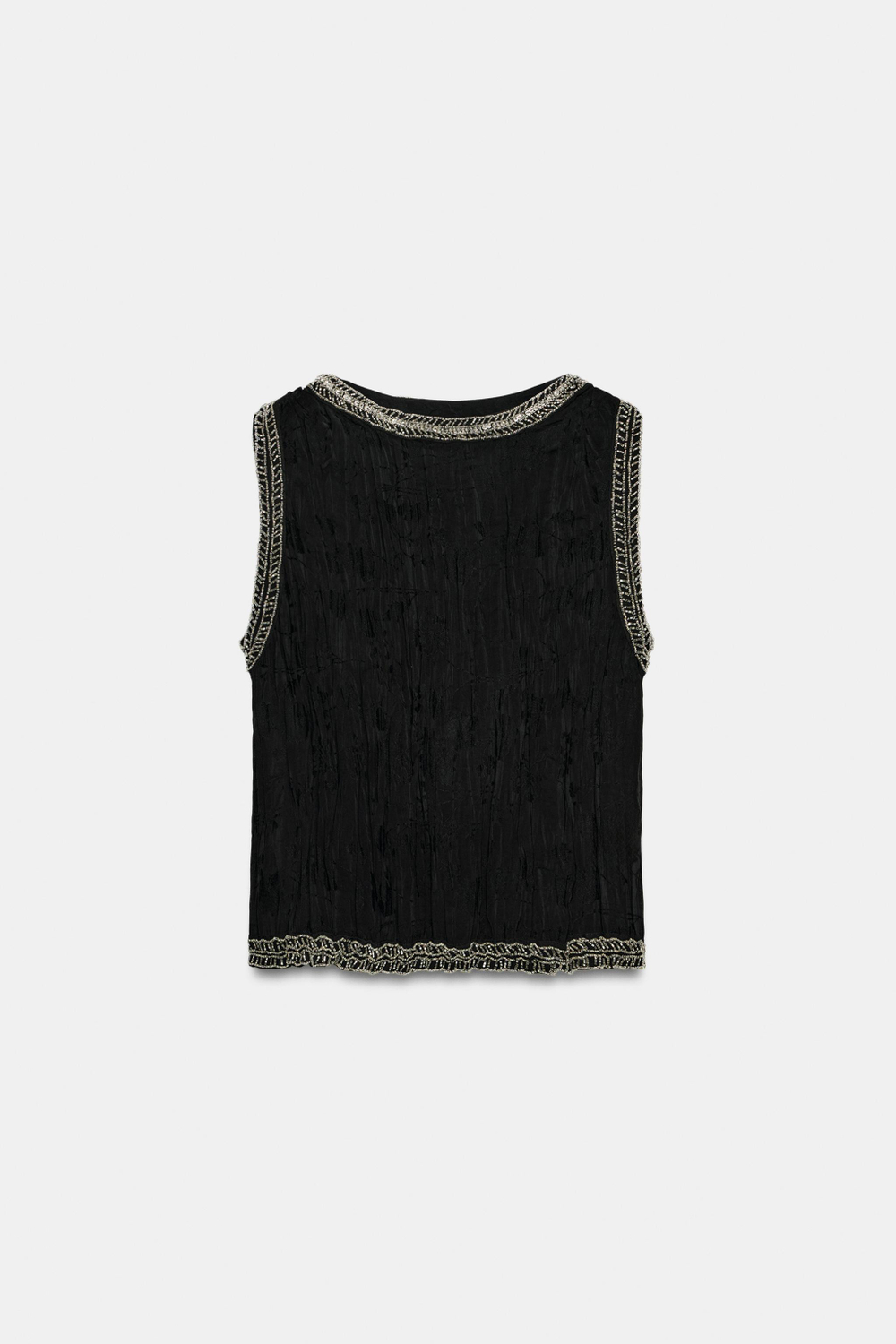 ZARA ЖАККАРДОВЫЙ ТОП С БИСЕРОМ — ZW COLLECTION, ЧЕРНЫЙ