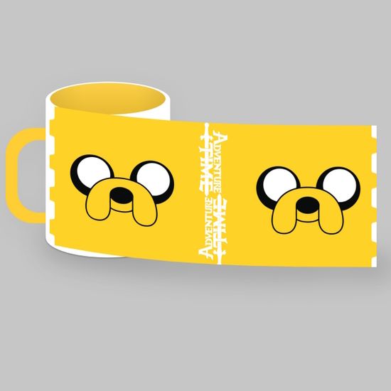 Кружка керамическая объем 330мл, Время Приключений Джейк,(желтая белая внутри)