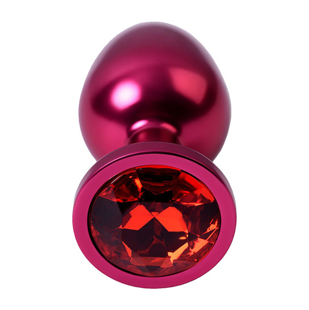 Красный анальный плаг 8,2см с кристаллом красного цвета ToyFa Metal 717008-99