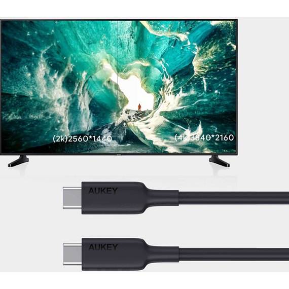 Кабель Aukey USB-C to USB-C 4K 100 Вт 5А 1 м (CB-CD23) черный