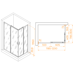 Душевой уголок RGW PA-040B (Прозрачное, 800x1200)