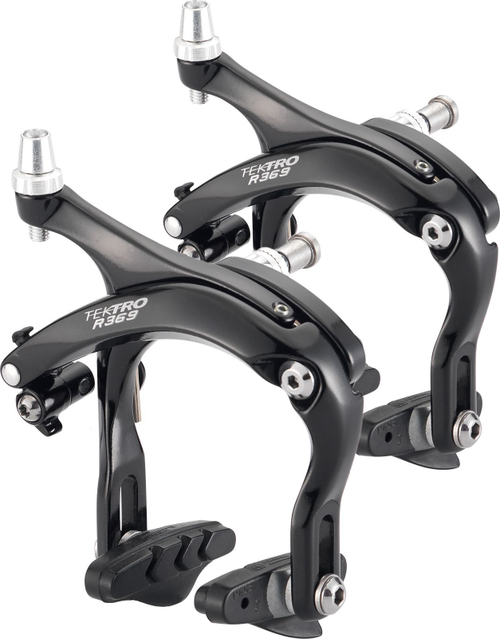 Тормоза 6-190369 ROAD R369 перед.+зад. с колодками 55мм, рычаги 55-73мм, алюминий, вес192гр, регулируемые. черные TEKTRO