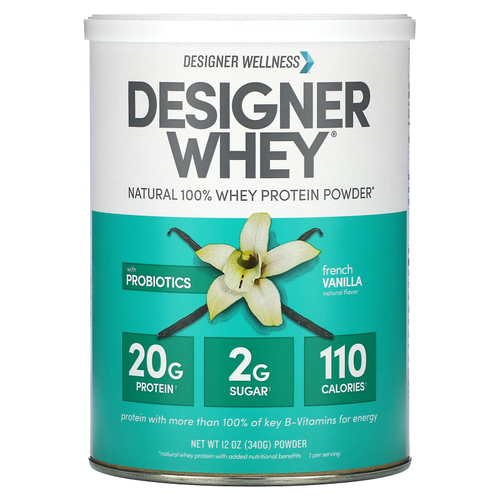 Designer Wellness, Designer Whey, натуральный 100%-ный сывороточный белок, французская ваниль, 340 г