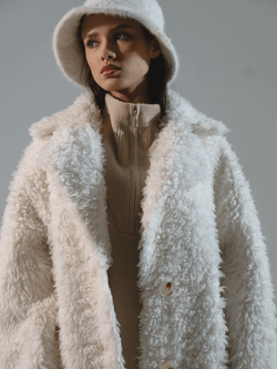 Шуба женская из 100% овечьей шерсти мериноса на зиму, белая, SilverFox