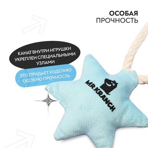 Игрушка Mr.Kranch для собак мелких и средних пород Снежинка с канатом и пищалкой 23х12х4 см, голубая Игрушка Mr.Kranch для собак мелких и средних пород Снежинка с канатом и пищалкой 23х12х4 см, голубая