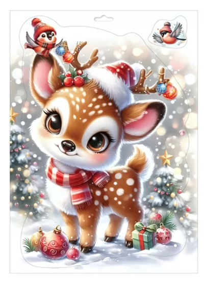 Наклейка двусторонняя А4 "Оленёнок" 0201144 (Праздник)