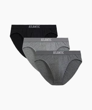 Мужские трусы (3шт) спорт Atlantic 3MP-094, черный + серый меланж + темно-серый меланж